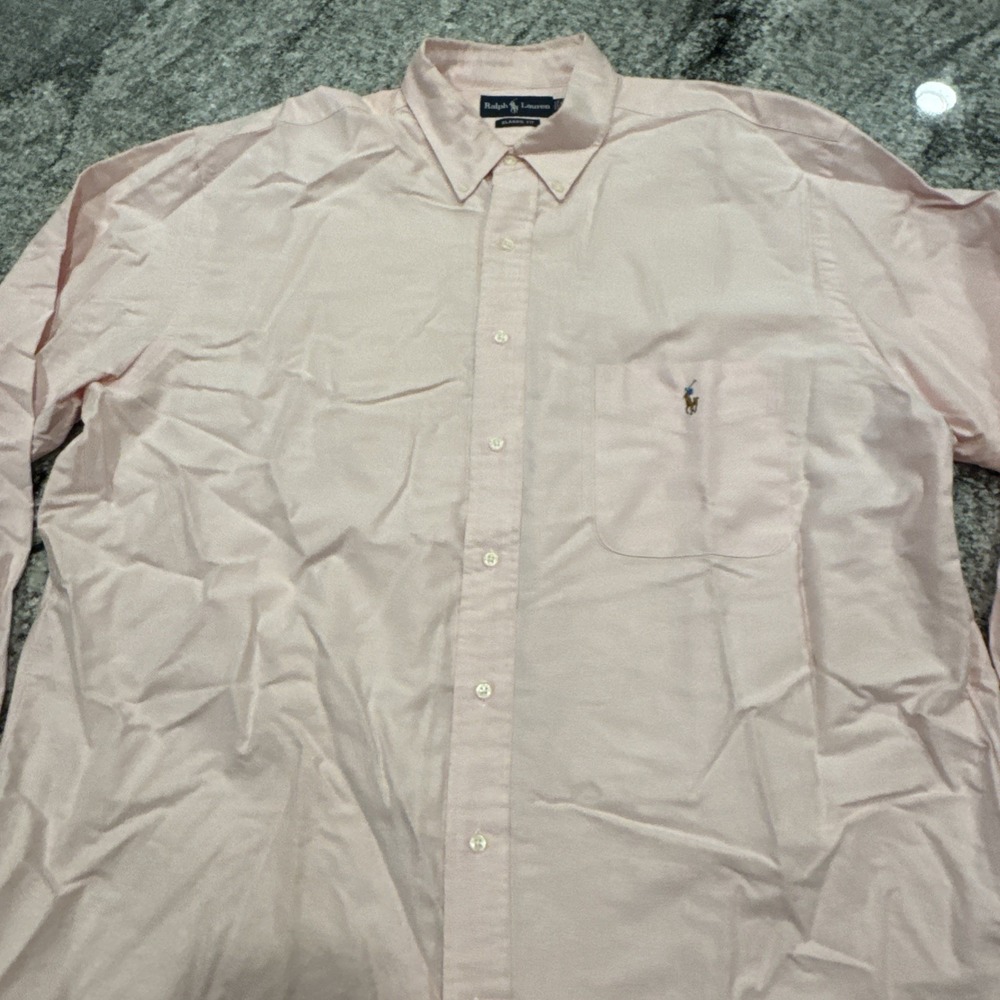 Ralph Lauren Shirt Mens XLT Tall Pink Classic Fit Long Sleeve Colored Horse #824 - Picture 11 of 12